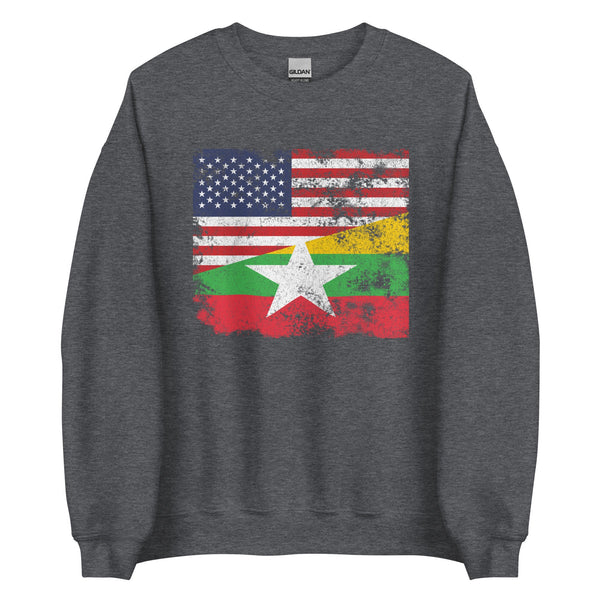 Myanmar USA Flag Sweatshirt