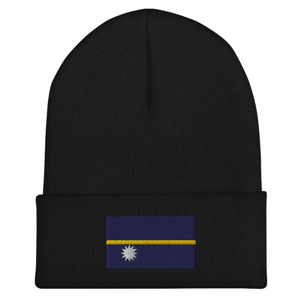 Nauru Flag Beanie - Embroidered Winter Hat