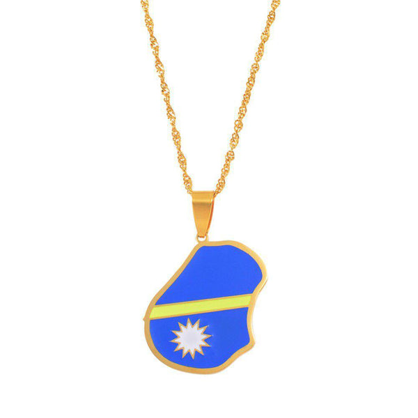 Nauru Flag Map Necklace