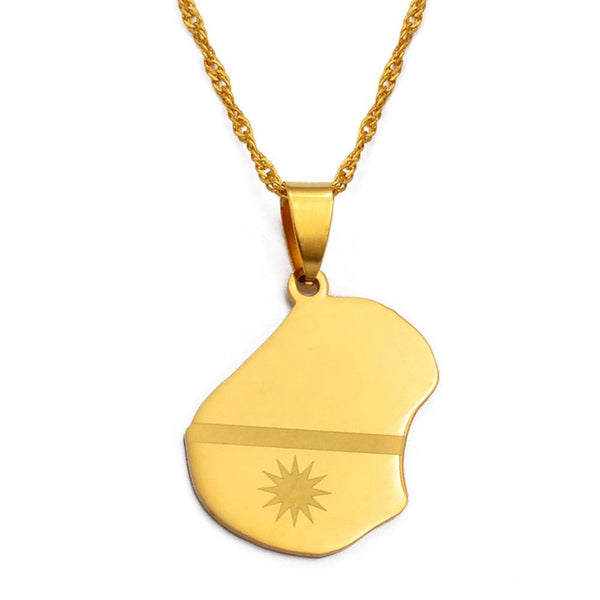 Nauru Flag Map Necklace