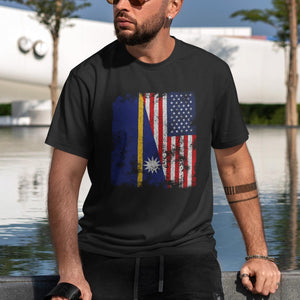 Nauru USA Flag - Half American T-Shirt