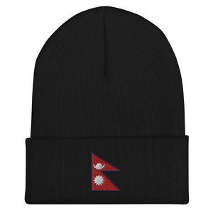 Nepal Flag Beanie - Embroidered Winter Hat