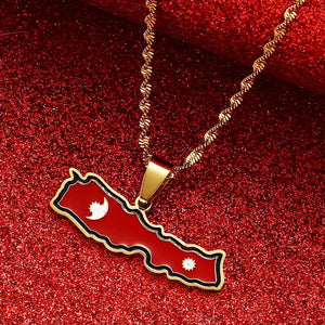 Nepal Flag Map Necklace