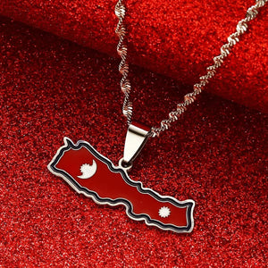 Nepal Flag Map Necklace