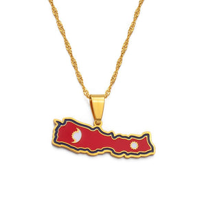 Nepal Flag Map Necklace