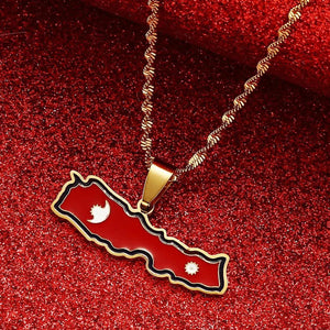 Nepal Flag Map Necklace