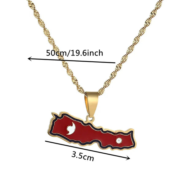 Nepal Flag Map Necklace