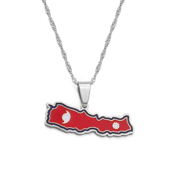 Nepal Flag Map Necklace