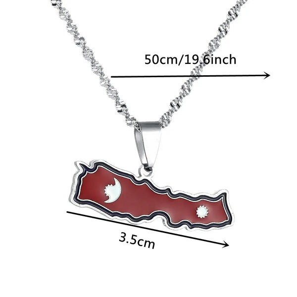 Nepal Flag Map Necklace