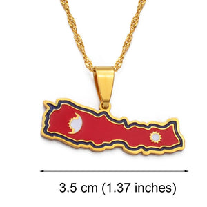 Nepal Flag Map Necklace