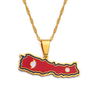 Nepal Flag Map Necklace