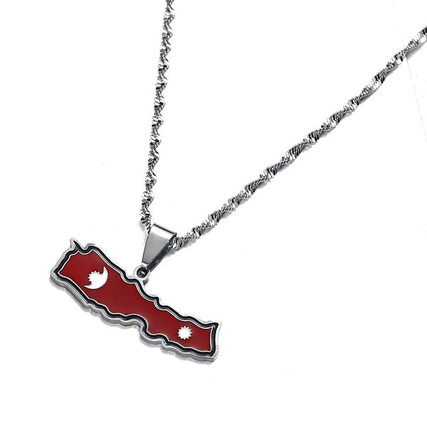 Nepal Flag Map Necklace