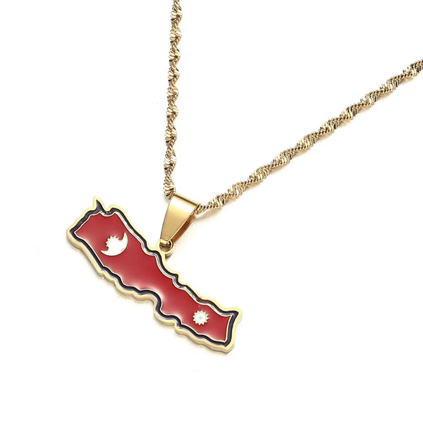 Nepal Flag Map Necklace