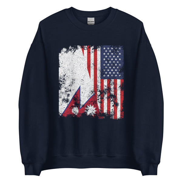 Nepal USA Flag - Half American Sweatshirt