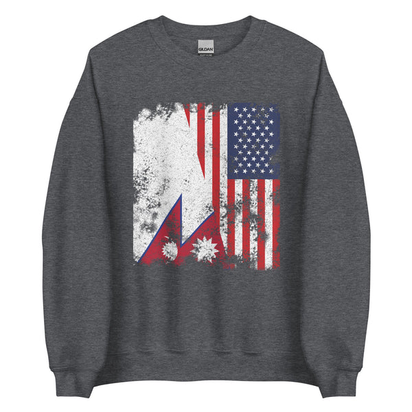 Nepal USA Flag - Half American Sweatshirt