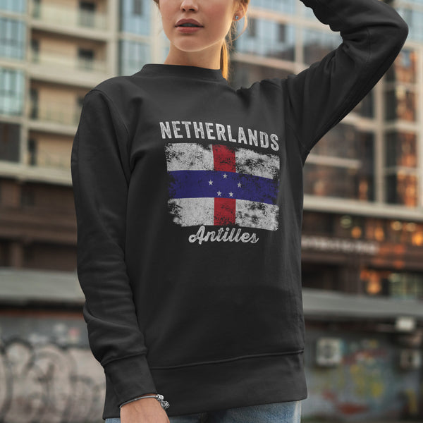 Netherlands Antilles Flag Distressed Sweatshirt