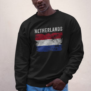 Netherlands Flag Distressed - Dutch Flag Sweatshirt