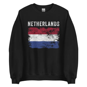 Netherlands Flag Distressed - Dutch Flag Sweatshirt