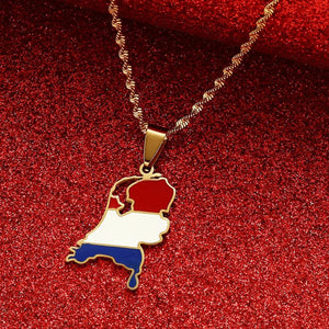 Netherlands Flag Map Necklace