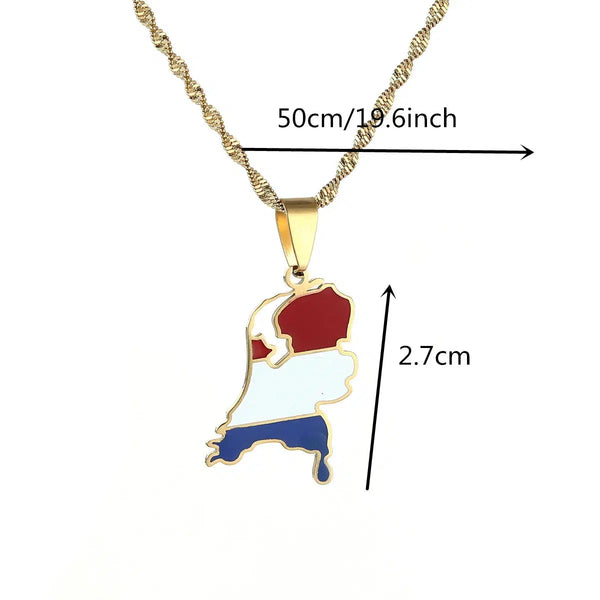 Netherlands Flag Map Necklace