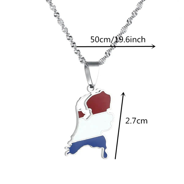 Netherlands Flag Map Necklace