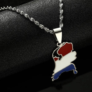 Netherlands Flag Map Necklace