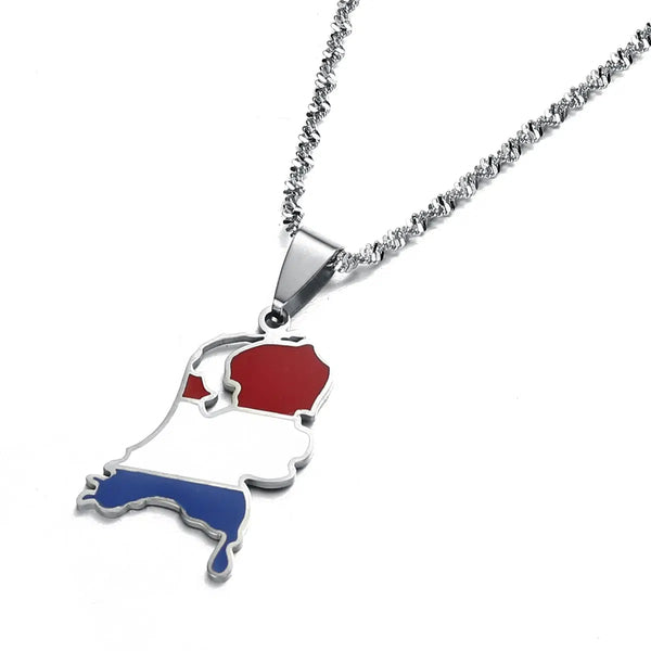 Netherlands Flag Map Necklace