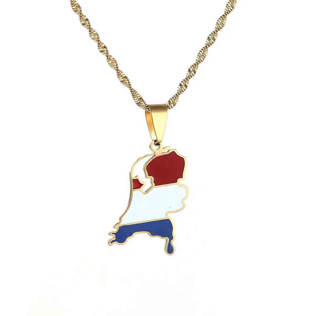 Netherlands Flag Map Necklace