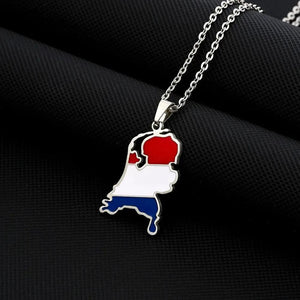 Netherlands Flag Map Necklace