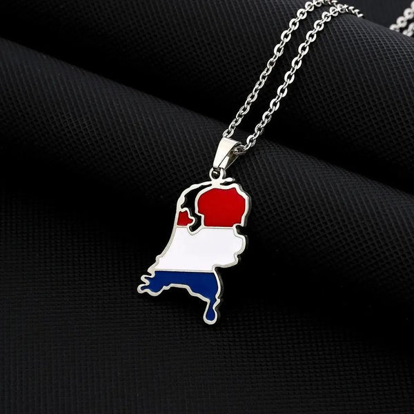 Netherlands Flag Map Necklace