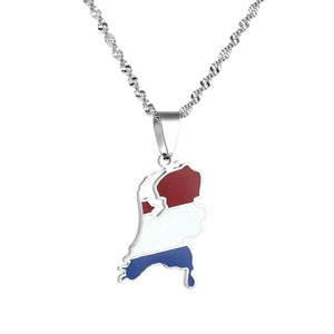 Netherlands Flag Map Necklace