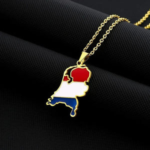 Netherlands Flag Map Necklace