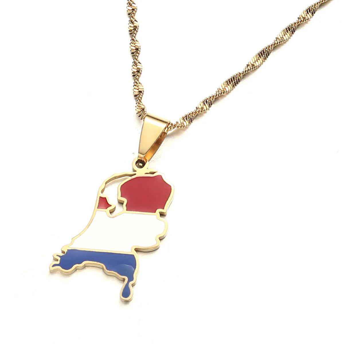 Netherlands Flag Map Necklace