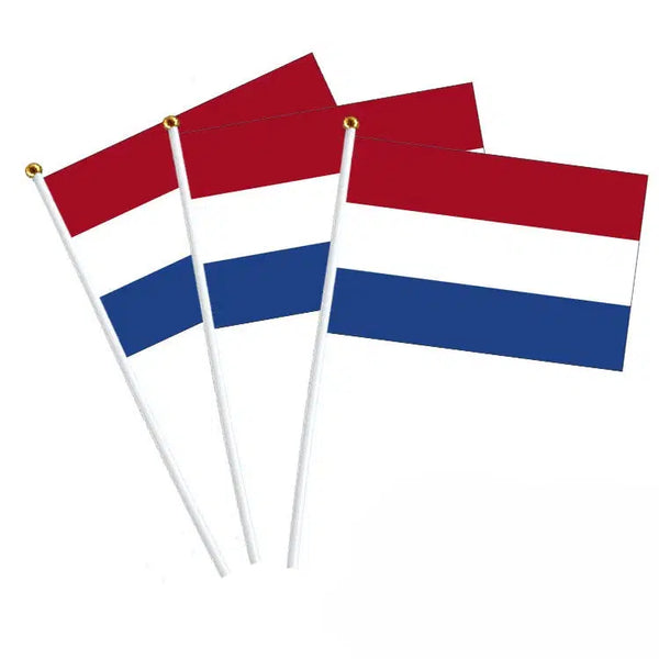 Netherlands Flag on Stick - Small Handheld Flag (50/100Pcs)