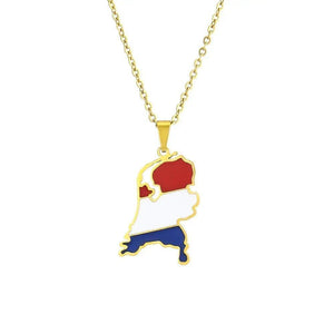 Netherlands Flag Map Necklace