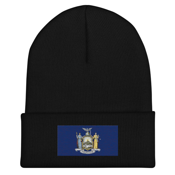 New York State Flag Beanie - Embroidered Winter Hat