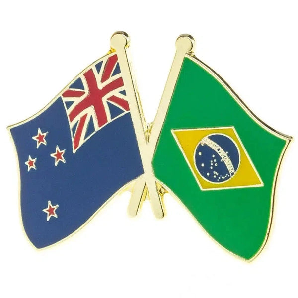 New Zealand Brazil Flag Lapel Pin - Enamel Pin Flag