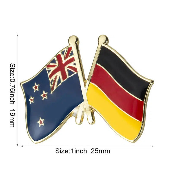 New Zealand Germany Flag Lapel Pin - Enamel Pin Flag