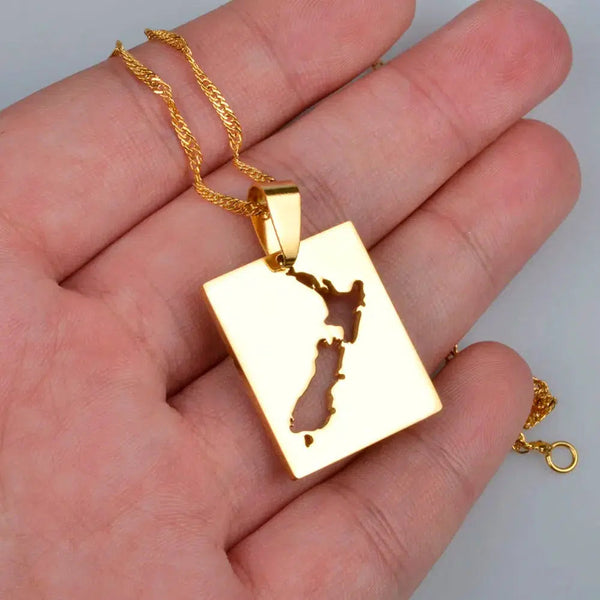 New Zealand Map Necklace