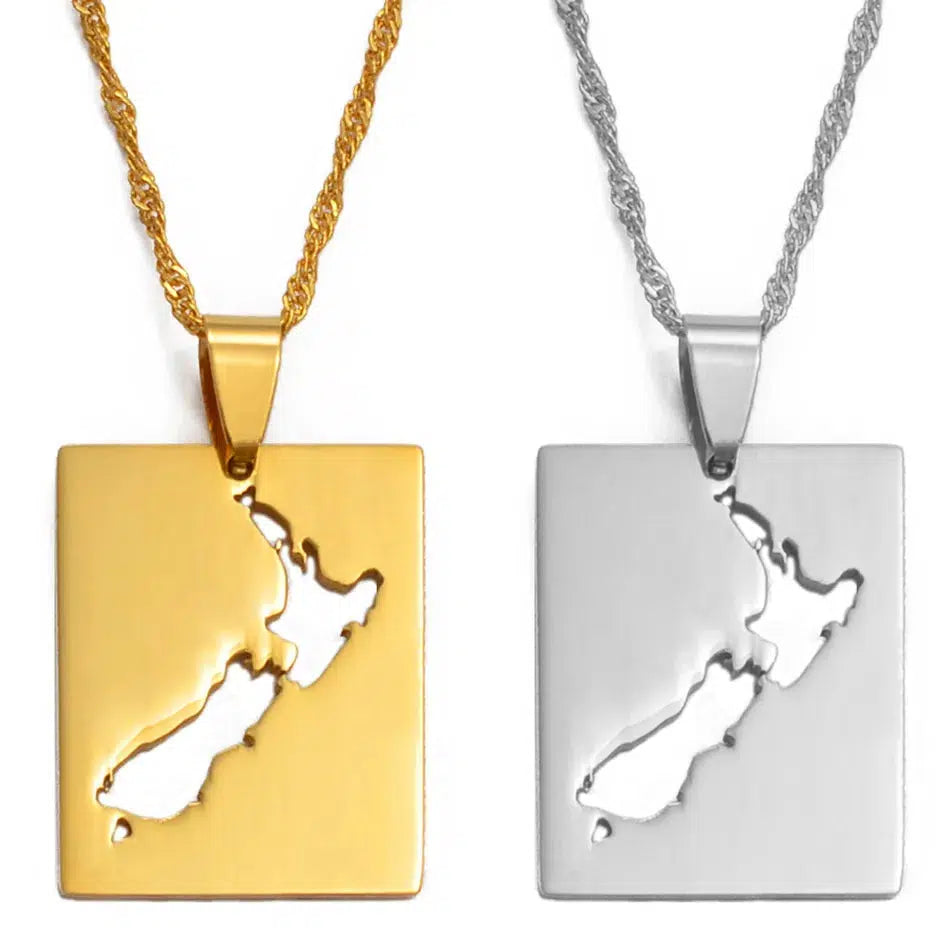 New Zealand Map Necklace