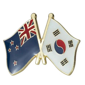 New Zealand South Korea Flag Lapel Pin - Enamel Pin Flag