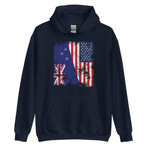 New Zealand USA Flag - Half American Hoodie