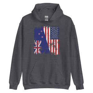 New Zealand USA Flag - Half American Hoodie