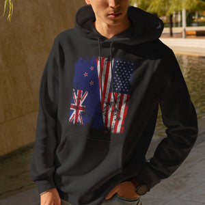 New Zealand USA Flag - Half American Hoodie