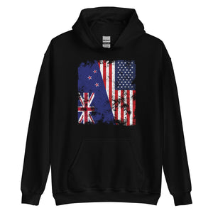 New Zealand USA Flag - Half American Hoodie