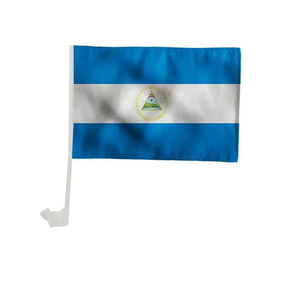 Nicaragua Car Flag with Window Clip and Pole - Flag for Car Window