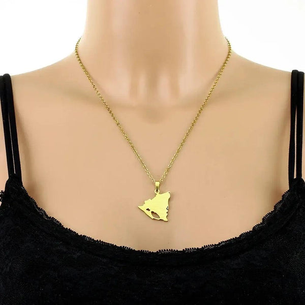 Nicaragua Flag Map Necklace