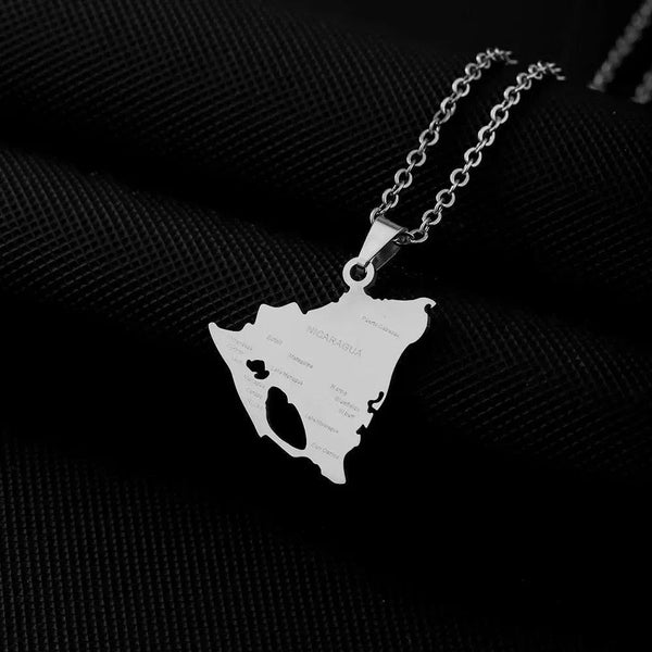 Nicaragua Flag Map Necklace
