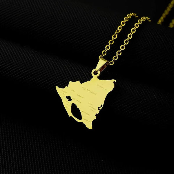 Nicaragua Flag Map Necklace