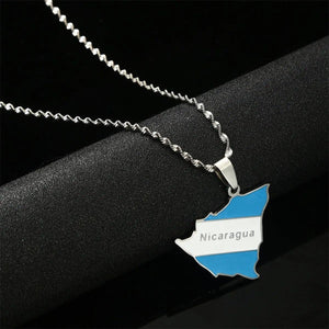 Nicaragua Flag Map Necklace